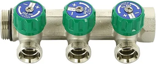Коллектор регулирующий проходной 3 отвода 1&quot;в/н x ¾&quot;ек Uni-fitt 410N4330