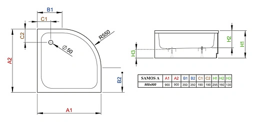 Поддон для душа Radaway Samos A900 4S99300-03