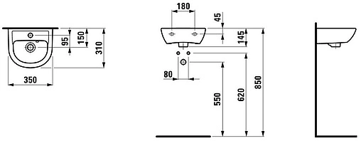 Раковина Laufen Pro 35 белый 8.1595.0.000.104.1