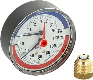 Термоманометр аксиальный Uni-fitt 80мм 6 бар 120°С ½&quot; 310D2442, 3