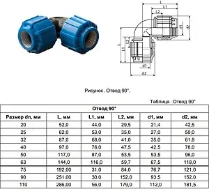 Уголок компрессионный соединительный 40мм x 40мм ТПК-Аква 50040040, 2