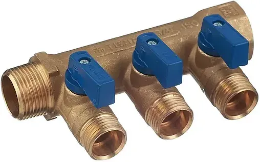 Коллектор запорный проходной 3 отвода ¾&quot;в/н x ½&quot;к Tiemme NINO 1820001