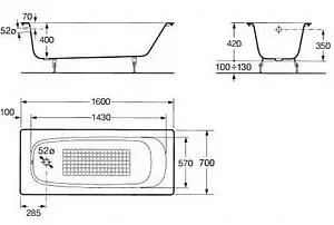 Ванна чугунная Roca Continental 160x70 21290200R Ванна чугунная Roca Continental 160x70 21290200R, 2