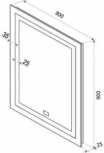 Зеркало с подсветкой Continent Verte Led 80x90 с часами, с датчиком движения белый ЗЛП630, 2