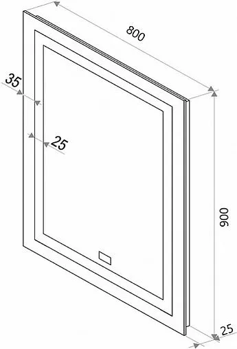 Зеркало с подсветкой Continent Verte Led 80x90 с часами, с датчиком движения белый ЗЛП630
