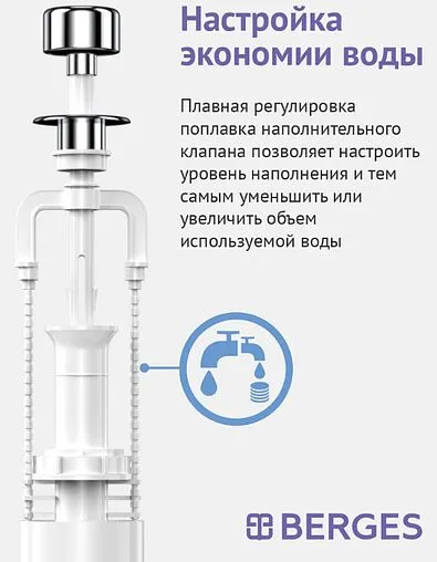 Комплект арматуры для бачка штоковый ½&quot; пластик нижний BERGES Eko 01 030101