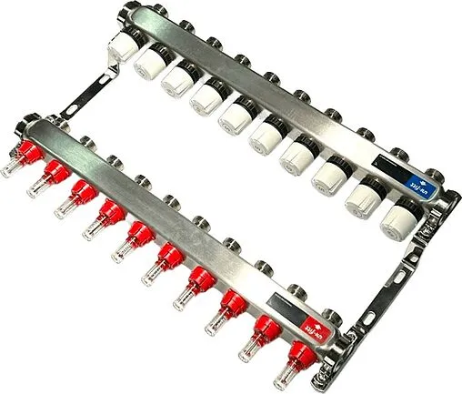 Группа коллекторная с расходомерами 10 отводов 1&quot;в/в x ¾&quot;ек Uni-fitt TECHNO 450W4310