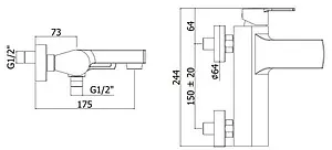 Смеситель для ванны Paffoni Ringo чёрный матовый RIN022NO Смеситель для ванны Paffoni Ringo чёрный матовый RIN022NO, 2