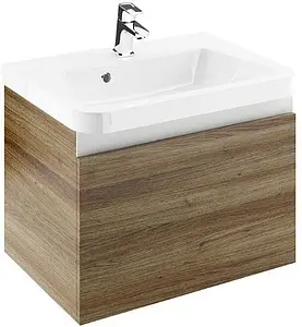 Тумба под умывальник подвесная Ravak 10° SD 65 тёмный орех/белый X000000738, 1