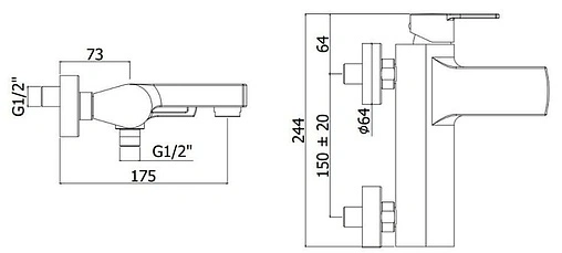 Смеситель для ванны Paffoni Ringo чёрный матовый RIN022NO Смеситель для ванны Paffoni Ringo чёрный матовый RIN022NO