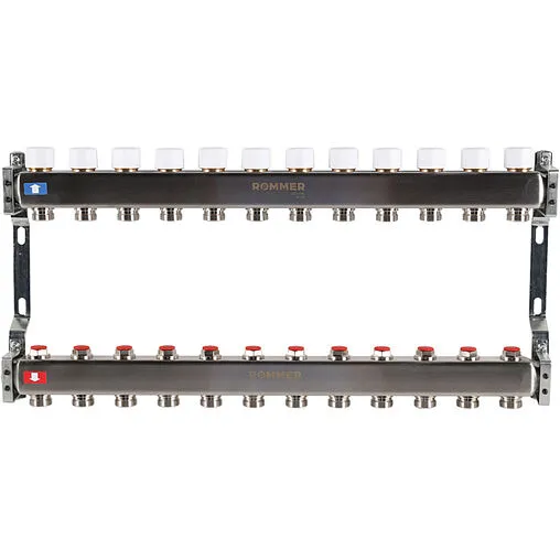 Группа коллекторная без расходомеров 12 отводов 1&quot;в/в x ¾&quot;ек Rommer RMS-3200-000012