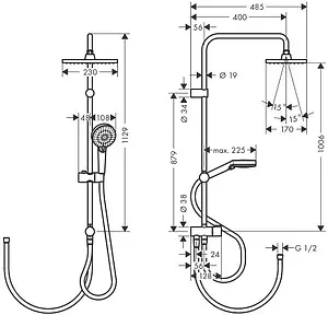 Душевая система без смесителя Hansgrohe Vernis Shape 230 1jet Reno хром 26282000 Душевая система без смесителя Hansgrohe Vernis Shape 230 1jet Reno хром 26282000, 2