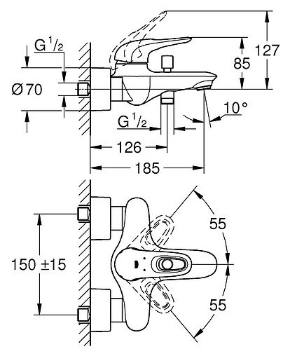Смеситель для ванны Grohe Eurostyle New белый/хром 33591LS3