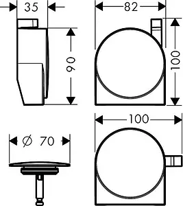 Внешняя монтажная часть сифона для ванны Hansgrohe Exafill S под сталь 58117800, 2