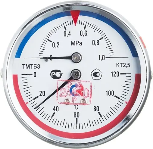 Термоманометр аксиальный Росма ТМТБ-31Т.1 80мм 10 бар 120°С гильза 46мм ½&quot; 00000002292