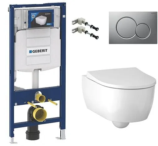 Комплект 5 в 1 Geberit iCon Rimfree 500.300.JQ.5 с кнопкой Sigma 01 115.770.JQ.5 хром матовый