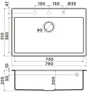 Мойка кухонная Omoikiri Tedori 79-WH белый 4993951, 2
