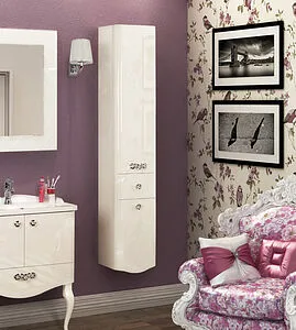 Шкаф-пенал подвесной с бельевой корзиной Aquaton Венеция 35 R белый 1A151003VN01R Шкаф-пенал подвесной с бельевой корзиной Aquaton Венеция 35 R белый 1A151003VN01R, 3