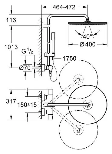 Душевая система с термостатом для душа Grohe Rainshower System 400 хром 27174001