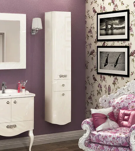 Шкаф-пенал подвесной с бельевой корзиной Aquaton Венеция 35 R белый 1A151003VN01R