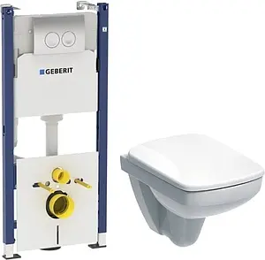 Комплект 6 в 1 Geberit Selnova Square Rimfree 458.121.SE.1 с кнопкой Delta21 хром глянцевый Комплект 6 в 1 Geberit Selnova Square Rimfree 458.121.SE.1 с кнопкой Delta21 хром глянцевый, 1