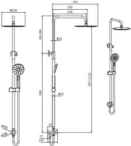 Душевая система без смесителя Aquatek Вега чёрный матовый AQ2046MB Душевая система без смесителя Aquatek Вега чёрный матовый AQ2046MB, 2