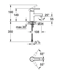 Смеситель для раковины Grohe Lineare хром 23106000 Смеситель для раковины Grohe Lineare хром 23106000, 2