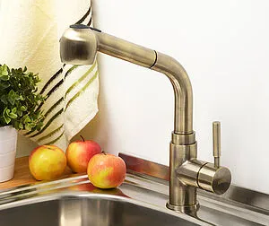 Смеситель для кухни с выдвижным изливом Wasserkraft светлая бронза A8237, 3