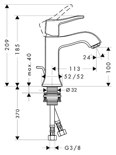 Смеситель для раковины Hansgrohe Metris Classic 110 хром 31075000 Смеситель для раковины Hansgrohe Metris Classic 110 хром 31075000