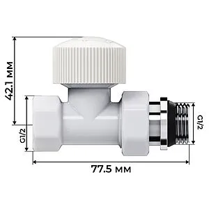 Комплект вентилей терморегулирующих прямых ½" в/н Royal Thermo Design белый RATVDP11212WH Комплект вентилей терморегулирующих прямых ½" в/н Royal Thermo Design белый RATVDP11212WH, 4