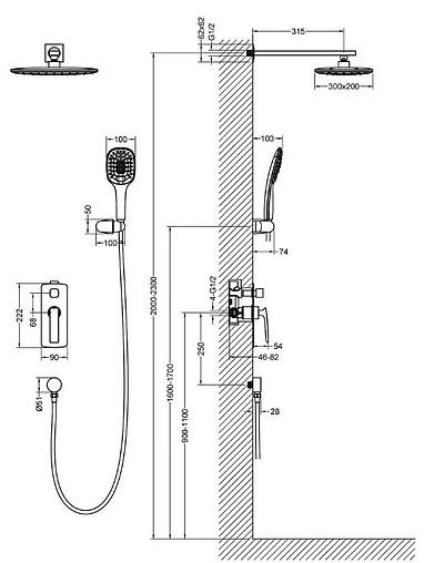 Душевая система со смесителем для душа Timo Helmi черный матовый SX-4069/03SM