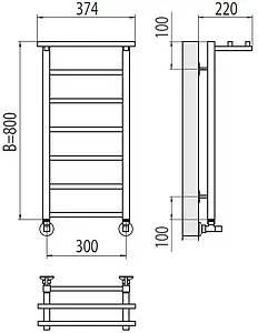Полотенцесушитель водяной лесенка Terminus Контур с/п П7 300х800 полированная сталь 4670078529695, 2