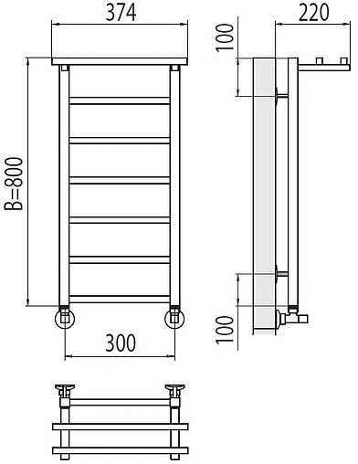 Полотенцесушитель водяной лесенка Terminus Контур с/п П7 300х800 полированная сталь 4670078529695
