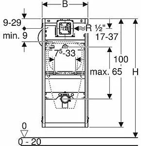 Инсталляция для писсуара Geberit GIS 461.621.00.1, 2