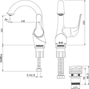 Смеситель для раковины Lemark Swan чёрный матовый LM5406BG Смеситель для раковины Lemark Swan чёрный матовый LM5406BG, 2