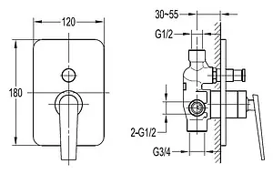 Смеситель для ванны скрытого монтажа Cezares Baden хром BADEN-F-VDIM-01 Смеситель для ванны скрытого монтажа Cezares Baden хром BADEN-F-VDIM-01, 2