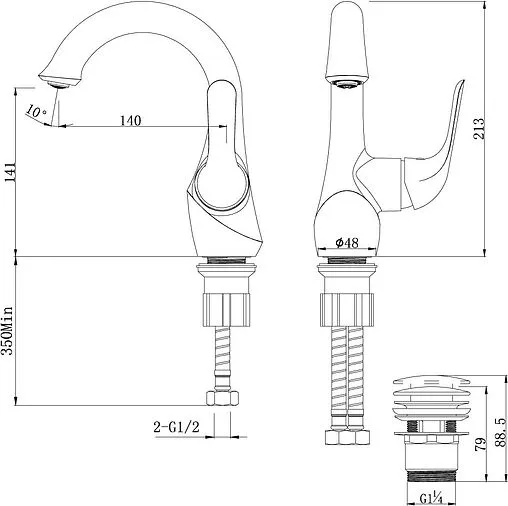 Смеситель для раковины Lemark Swan чёрный матовый LM5406BG Смеситель для раковины Lemark Swan чёрный матовый LM5406BG