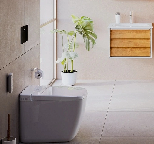 Умный унитаз-биде напольный безободковый VitrA V-Care Prime Rim-Ex белый 7232B403-6217