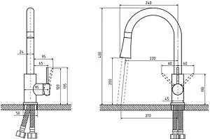 Смеситель для кухни с выдвижным изливом Osgard Forso никель 87073, 2