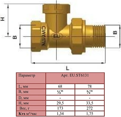 Вентиль запорный прямой ¾" в/н Euros EU.ST6131040 34_k