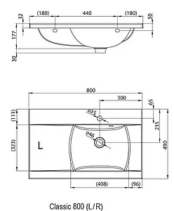 Раковина Ravak Classic 80 R белый XJDL1180000 Раковина Ravak Classic 80 R белый XJDL1180000, 2