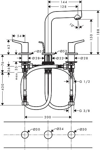 Смеситель для раковины Hansgrohe Talis S 150 хром 72130000