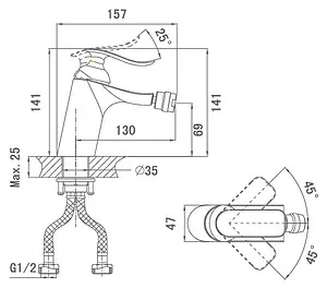 Смеситель для биде D&K Liszt Bayern хром DA1232201 Смеситель для биде D&K Liszt Bayern хром DA1232201, 2