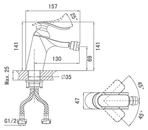 Смеситель для биде D&amp;K Liszt Bayern хром DA1232201