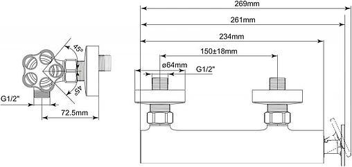 Смеситель для душа BelBagno Roso хром/красный ROS-ESDM-CRM