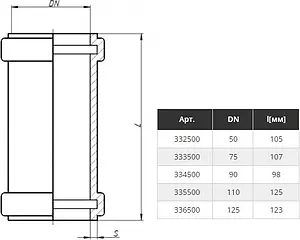 Муфта надвижная (ремонтная) внутренняя бесшумная D=135мм Ostendorf Skolan Safe SKU 336500, 2