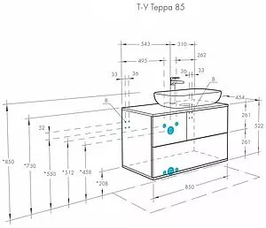 Тумба-умывальник подвесная Aquaton Терра 85 дуб кантри/антрацит 1A2472K3TEKA0, 2