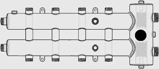 Распределительный коллектор 5 контуров с гидрострелкой 1¼&quot;н x 1&quot;н Север-R-М5 1945011