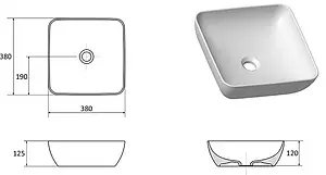 Раковина Ravak Uni 38 Slim белый XJX01138001 Раковина Ravak Uni 38 Slim белый XJX01138001, 2