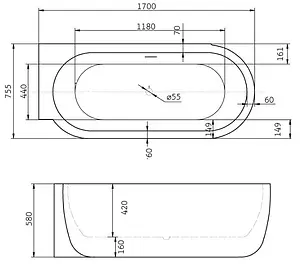 Ванна акриловая BelBagno 170x80 R BB11-1700R Ванна акриловая BelBagno 170x80 R BB11-1700R, 2